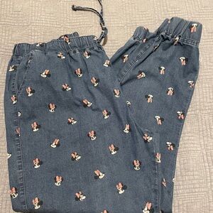 Disney Parks Minnie Print Denim Joggers